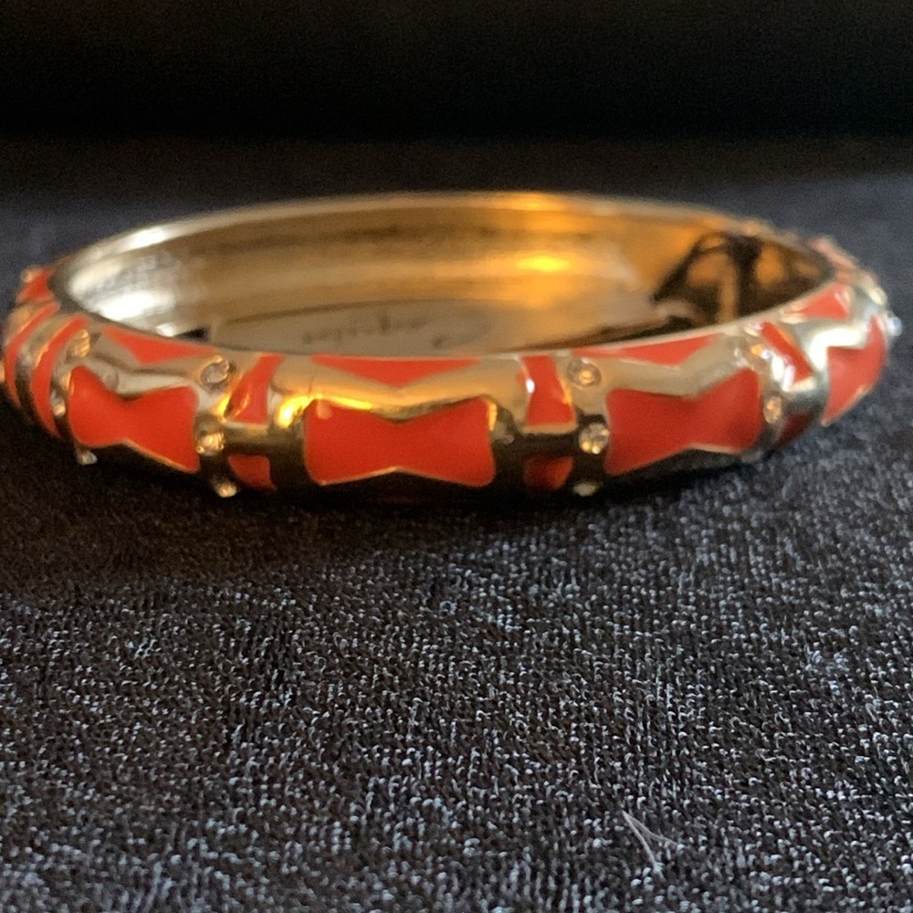 Sequin Orange Enamel and Crystal Hinged Bangle - Picture 6 of 10